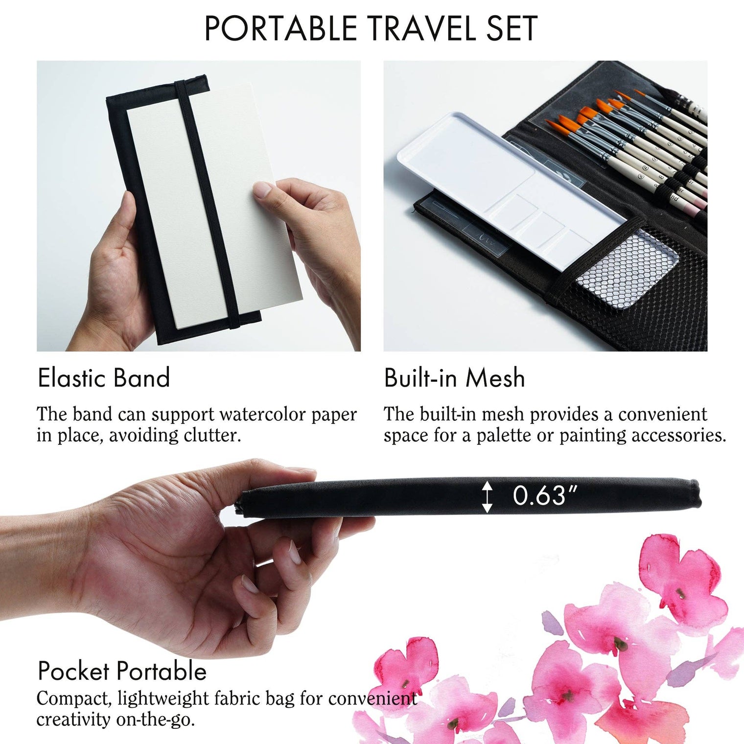 ARTIFY 9-Piece Travel Watercolor Brush Set – Multi-Shape Portable Brushes for Artists