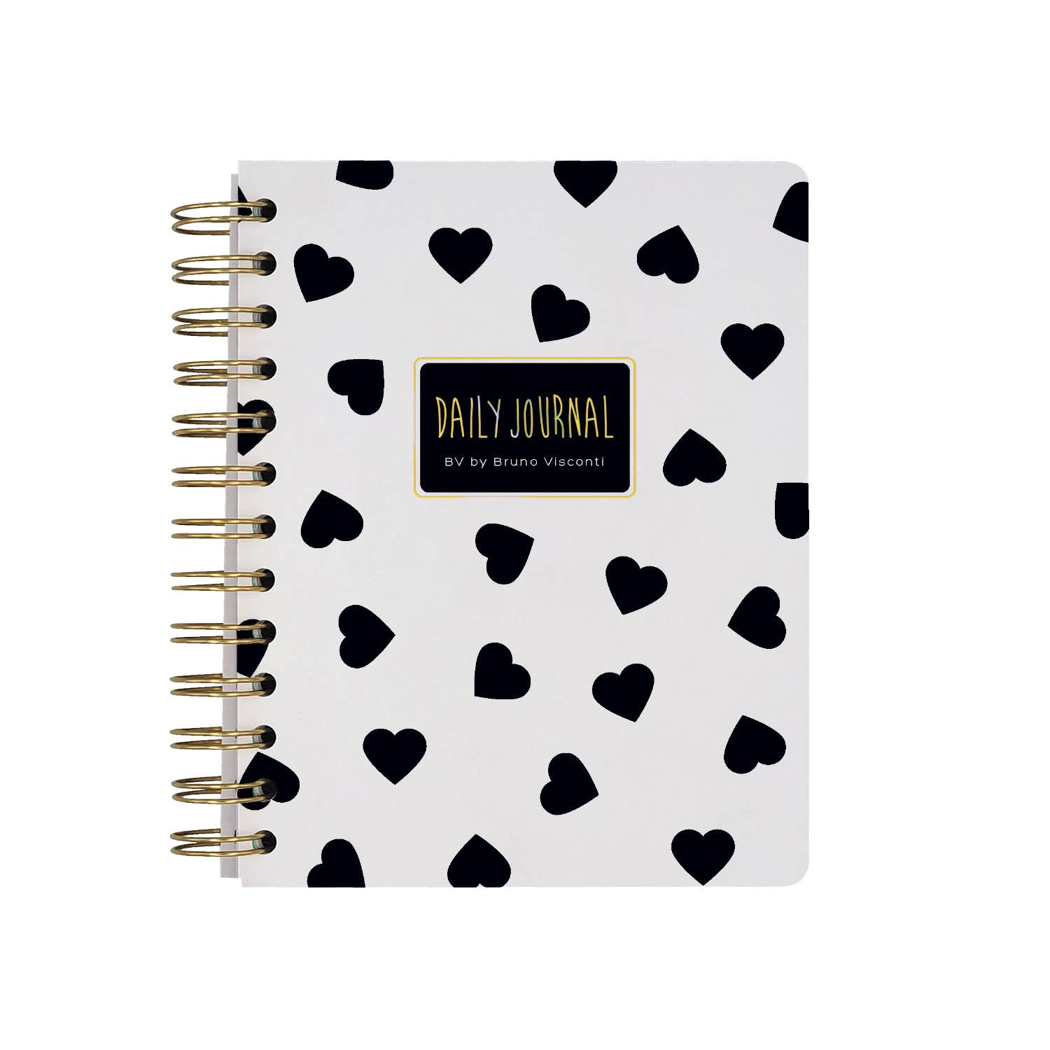 A6 ArtPlanner Spiral Weekly Diary, Black & White Hearts