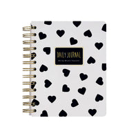 A6 ArtPlanner Spiral Weekly Diary, Black & White Hearts