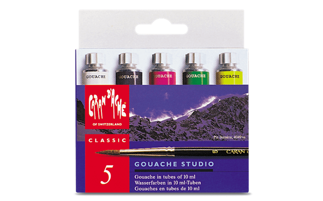 Caran d’Ache Gouache Studio Paint Box 5 x 10ml Tubes – Water-Based Gouache Set