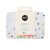 Art Philosophy Watercolor Confetti Set – 24 Color Watercolor Paint Tin with Brush