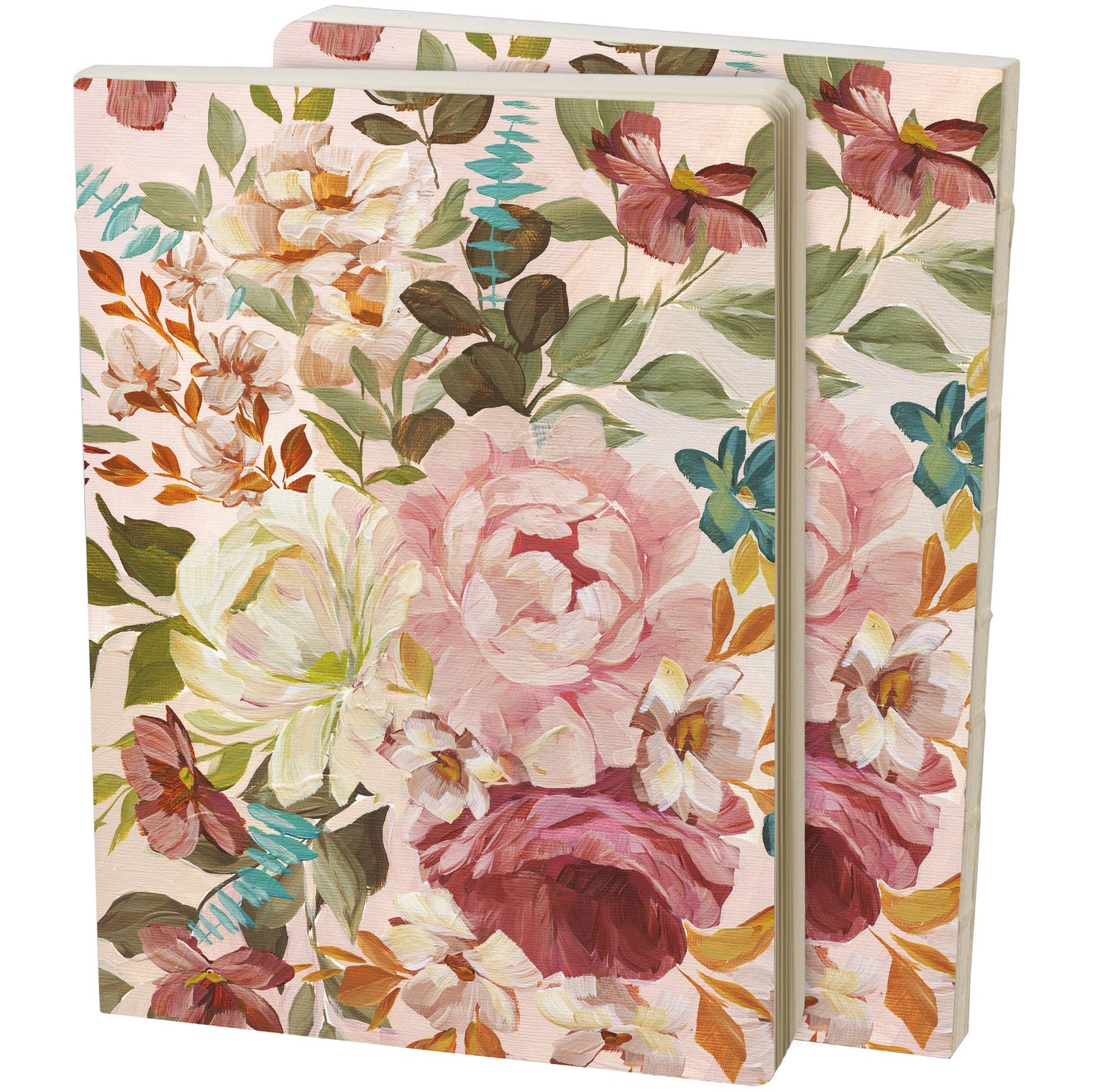 Cabbage Rose Journal – Watercolor Floral Lined Notebook 160 Pages, Primitives by Kathy
