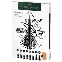Pitt Artist Pen & Sketchbook Gift Set – 8 Pens + 40-Page Sketchbook, by Faber-Castell