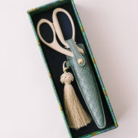 Ivory & Gold Heirloom Scissors with Case – Dusk Blue Vegan Leather Set, by Good Juju Ink
