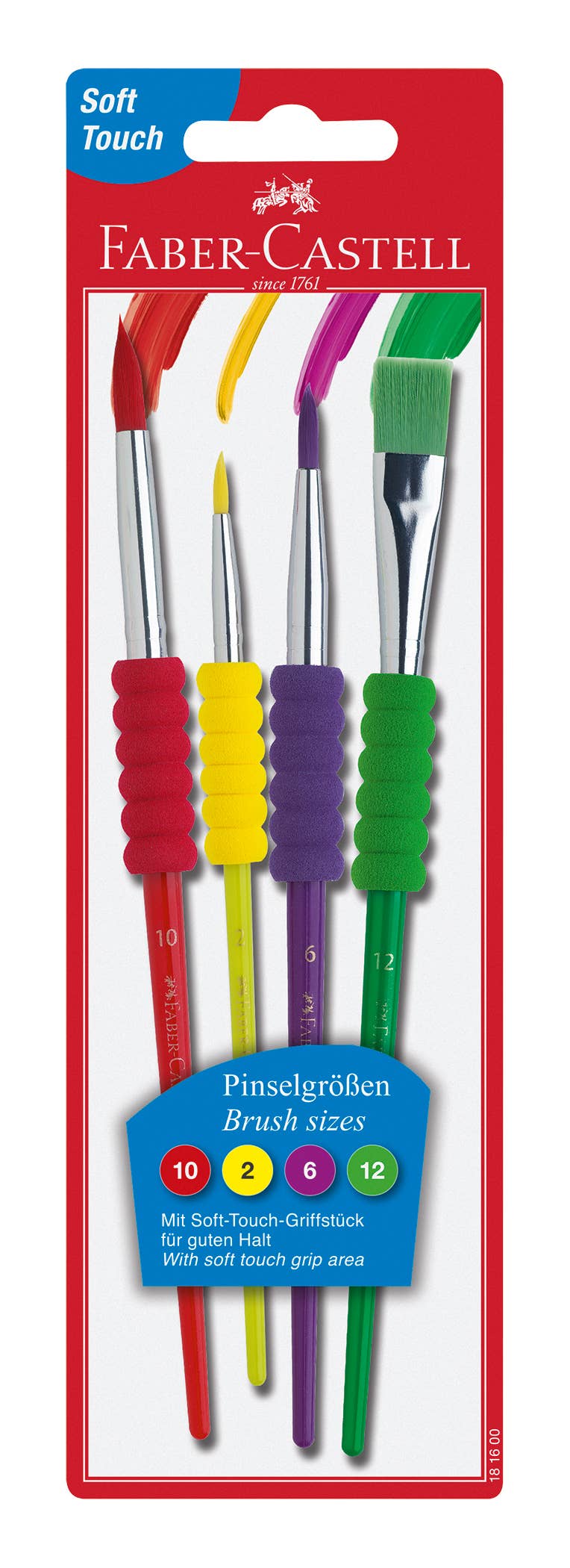 Soft Touch Paintbrushes – Set of 4 Assorted Sizes, by Faber-Castell