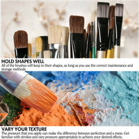 ARTIFY 10-Piece Hog Bristle Paint Brush Set – Short Handle Oil & Acrylic Brushes