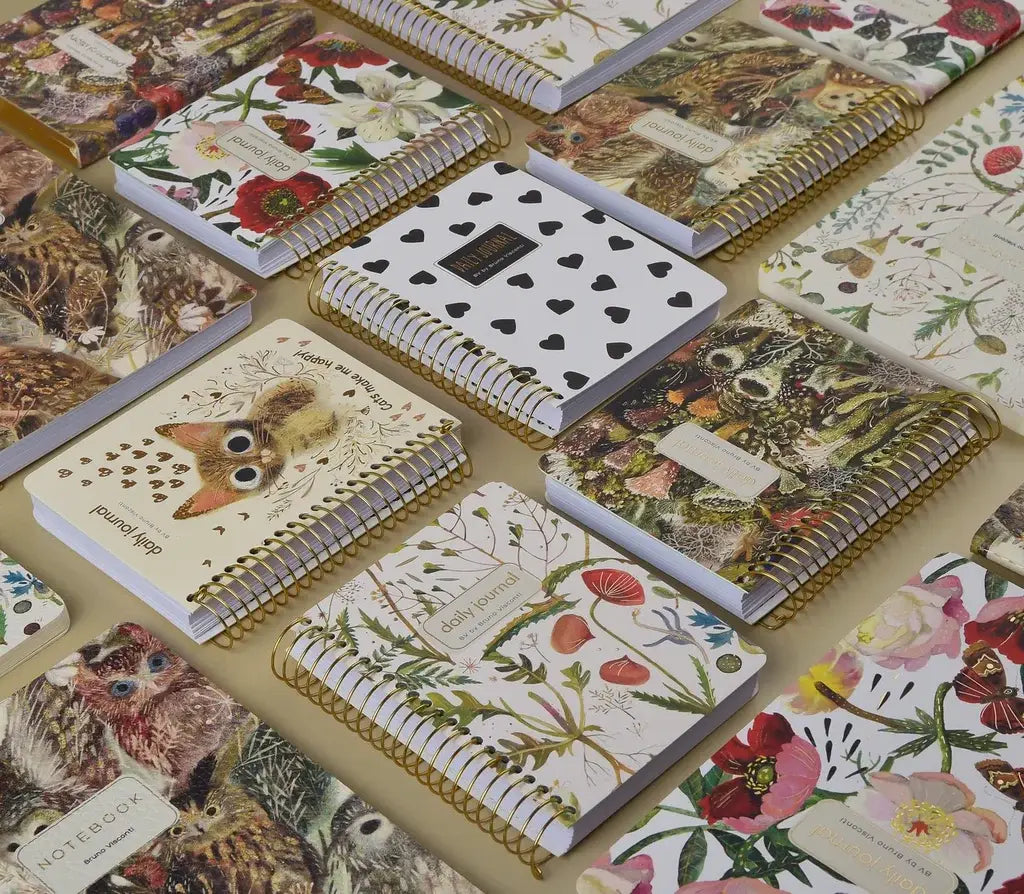 A6 ArtPlanner Spiral Weekly Diary, Black & White Hearts