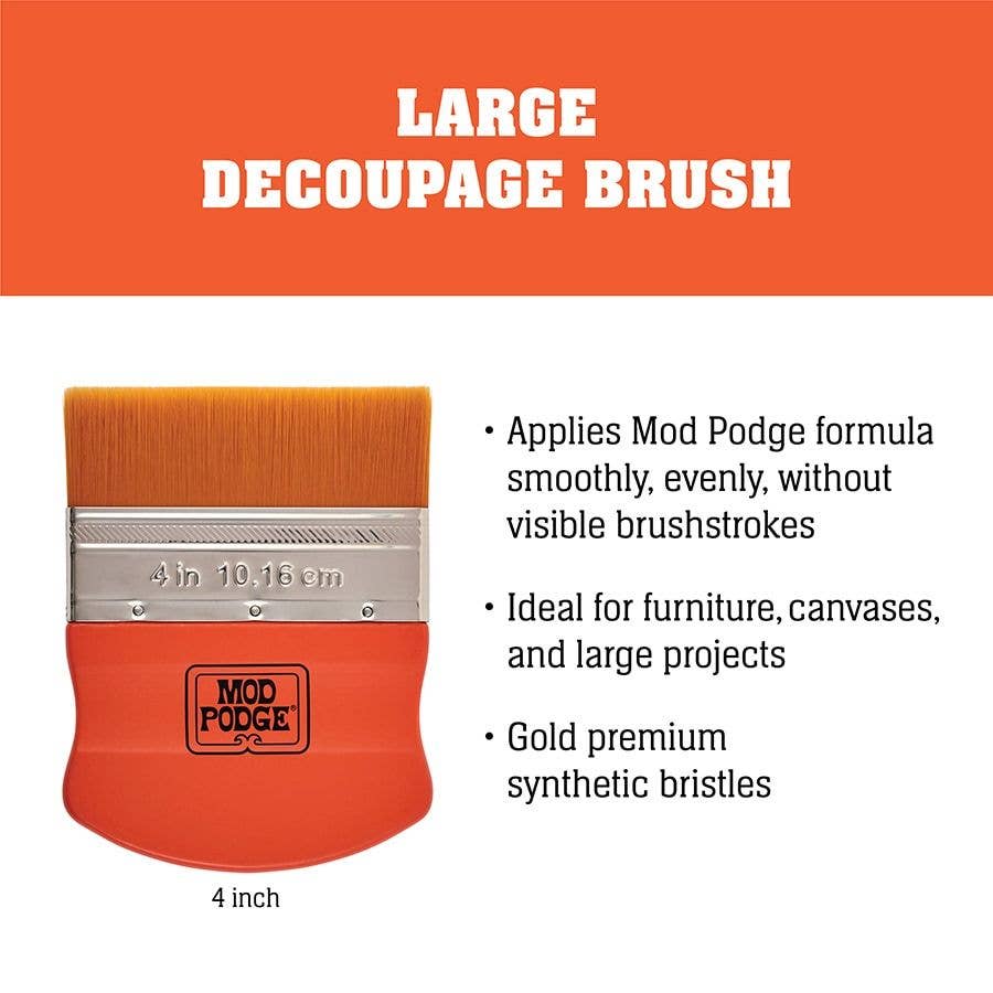 Mod Podge Large Decoupage Brush – 4" Premium Synthetic Flat Brush