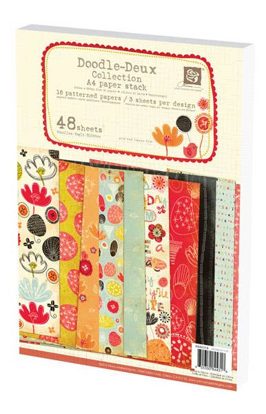 Prima Marketing Doodle Deux A4 Paper Pad – Floral Scrapbook Paper Pack