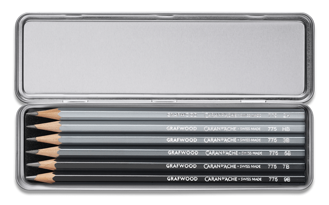 Graphite Line Pencil Set – Box of 6 (6 Hardness Grades), by Caran d’Ache