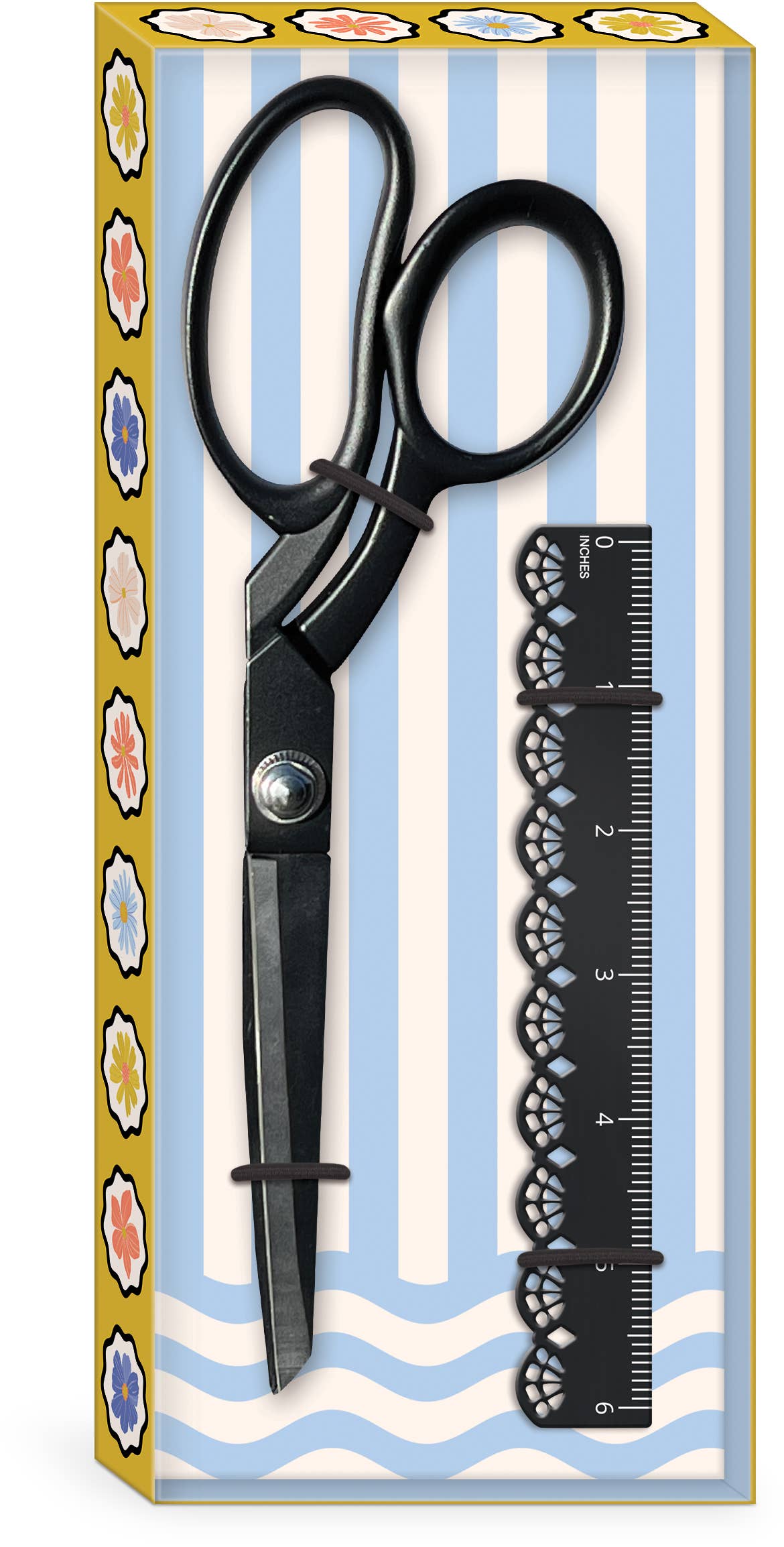 Vintage Borders Scissor and Ruler Set by Punch Studio, Decorative Scissors & Scalloped-Edge Metal Ruler