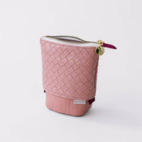 Luxe Standing Pencil Pouch, Blush Pink – Vegan Leather Free-Standing Organizer, by Good Juju Ink