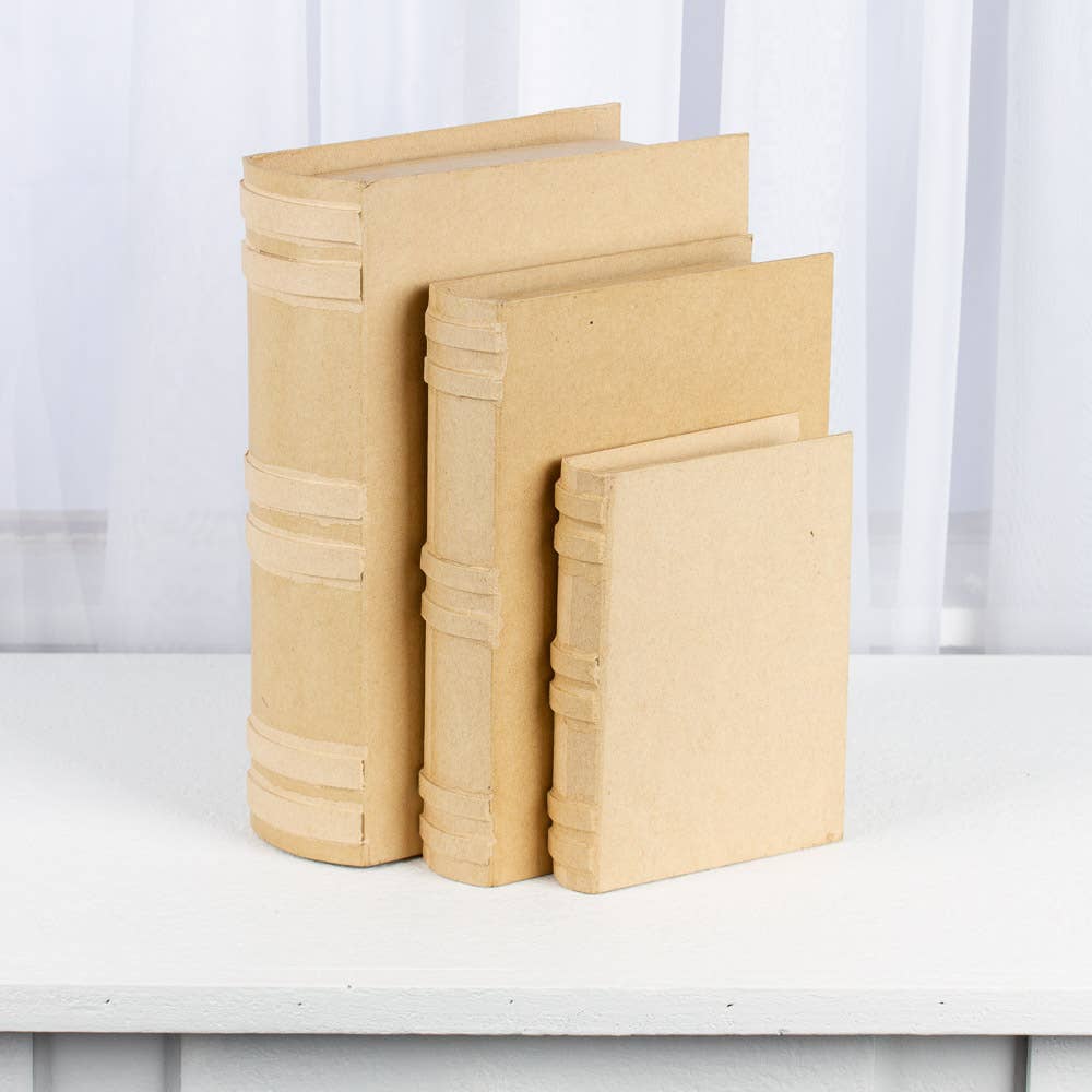 3-Piece Paper Mache Book Shape Box Set – Nested DIY Gift & Storage Boxes