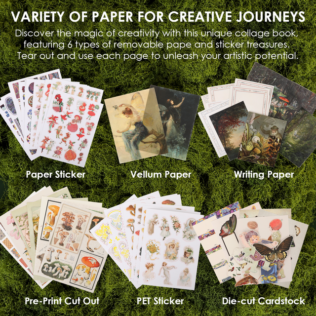 The Botanical Muse Collage Activity Book – 200+ Pages Mixed Media Collage Book