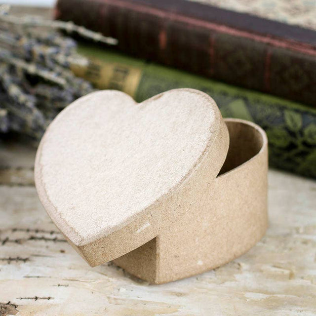 Small Heart Paper Mache Box – 3" DIY Gift & Jewelry Box (Pre-Made)