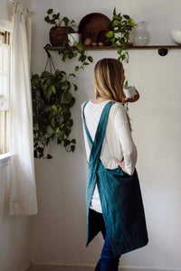 Cross Back Cotton Apron – Adult, One-Size-Fits-Most (Easy-On, No-Tie Design)