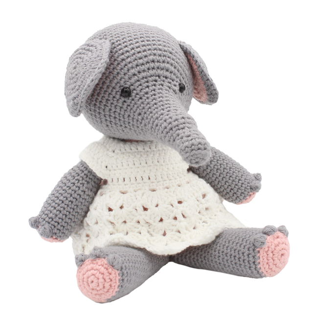 DIY Crochet Kit, Olga Elephant – Amigurumi Crochet Kit (Organic Cotton Yarn)- 2.5 mm Crochet Hook NOT Included
