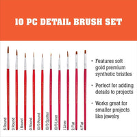 Mod Podge Detail Brush Set – 10 Piece Precision Paint Brush Kit
