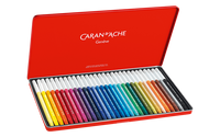 Caran d’Ache Set of 30 FIBRALO™ Fibre Pen Markers – Water-Soluble Felt Tip Pens in Metal Box