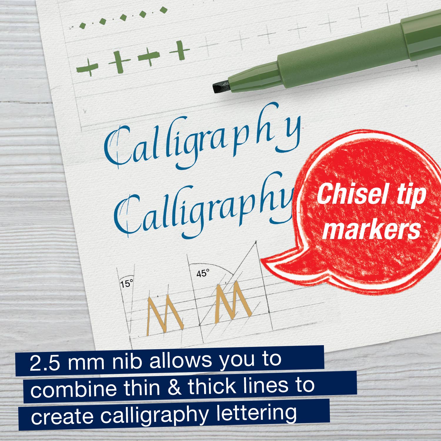 Pitt Artist Calligraphy Pens – Multi Color Set of 6 (2.5 mm Chisel Tip), by Faber-Castell