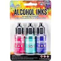 Tim Holtz Alcohol Ink Set – 3 Colors- Multiple Variations (0.5 oz Bottles, Dye-Based, Multi-Surface)