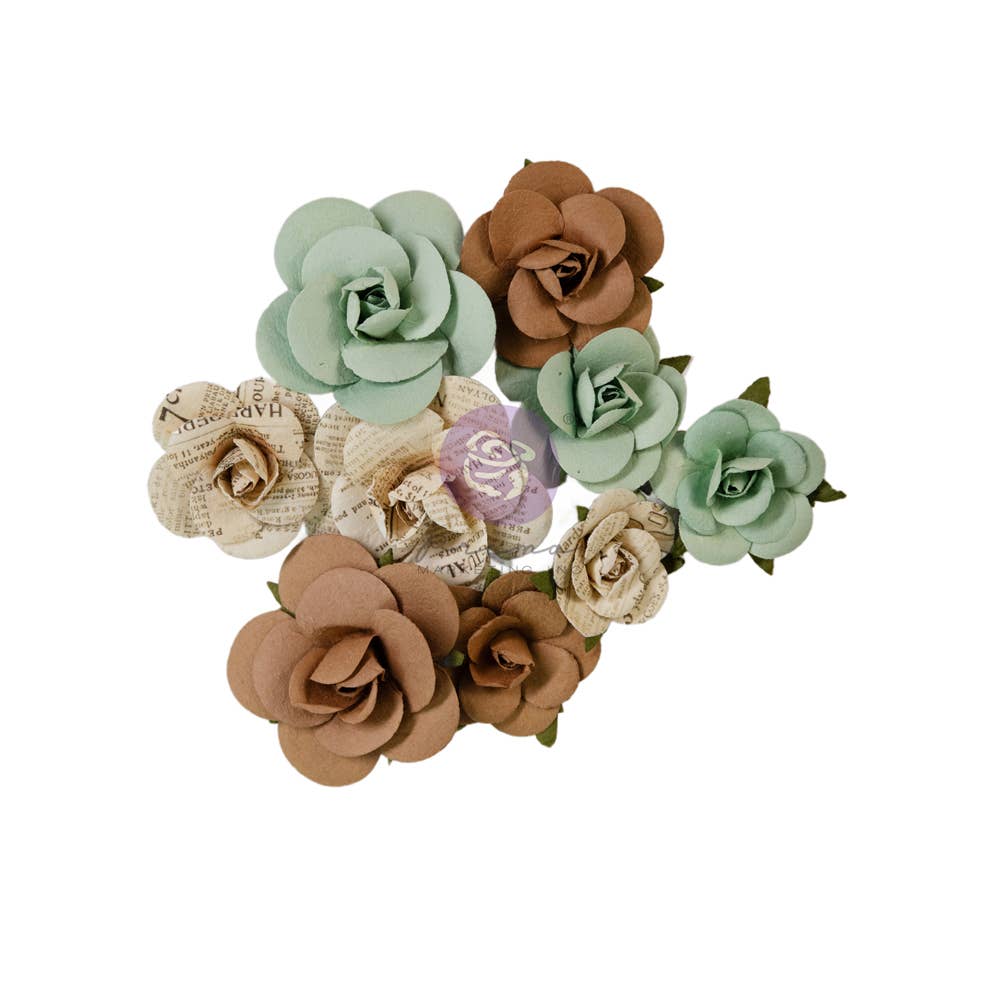 Prima Marketing Nature Academia Collection Flowers Forest Shades – 9 Piece Floral Embellishment Set