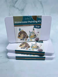 Painted Pups Watercolor Painting Kit – Portable Art Set with Water Brush & Tin Case