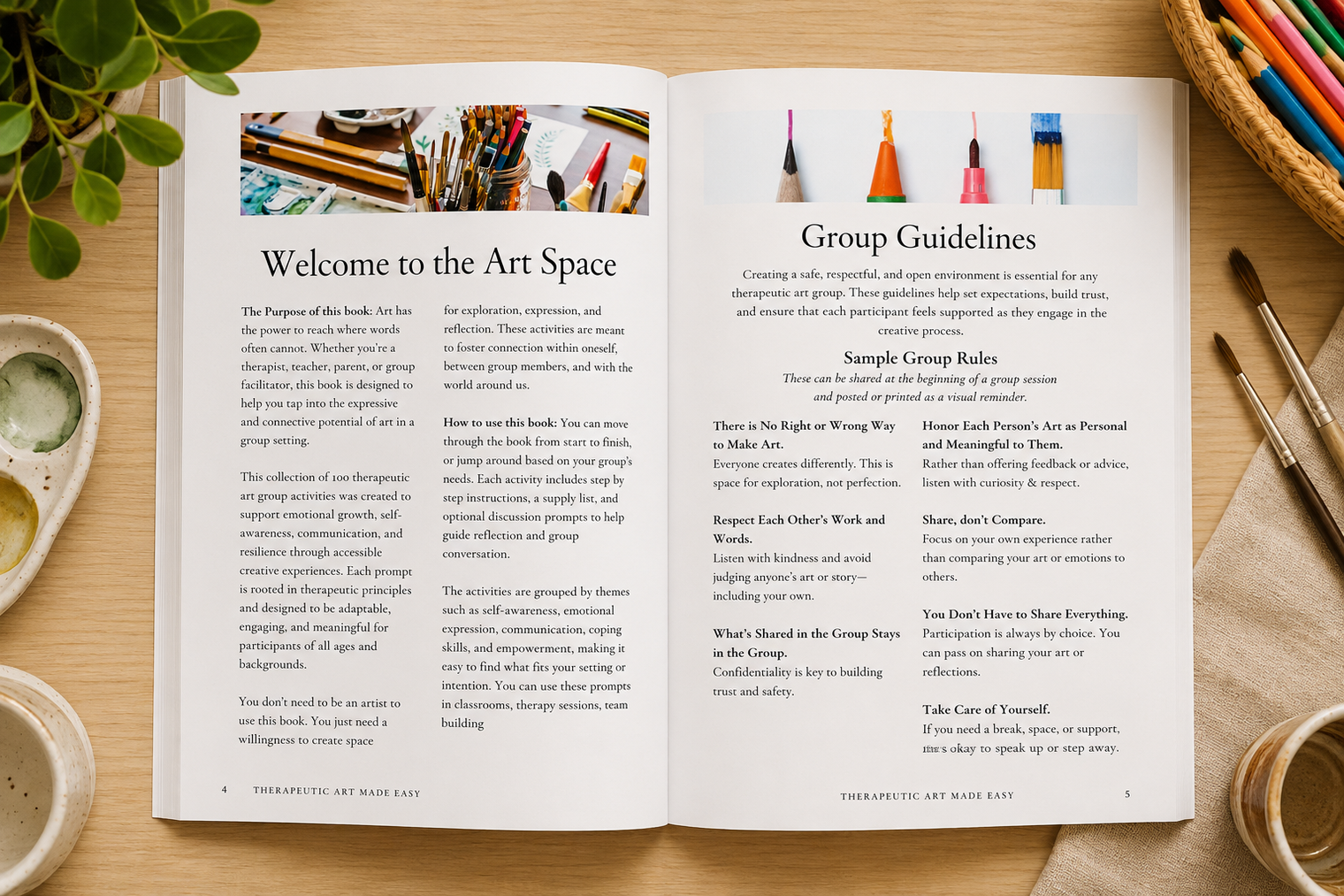 Therapeutic Art Made Easy: Group Art Therapy Activities, Trauma-Informed Art Therapy Directives for Groups, Counseling & Emotional Regulation
