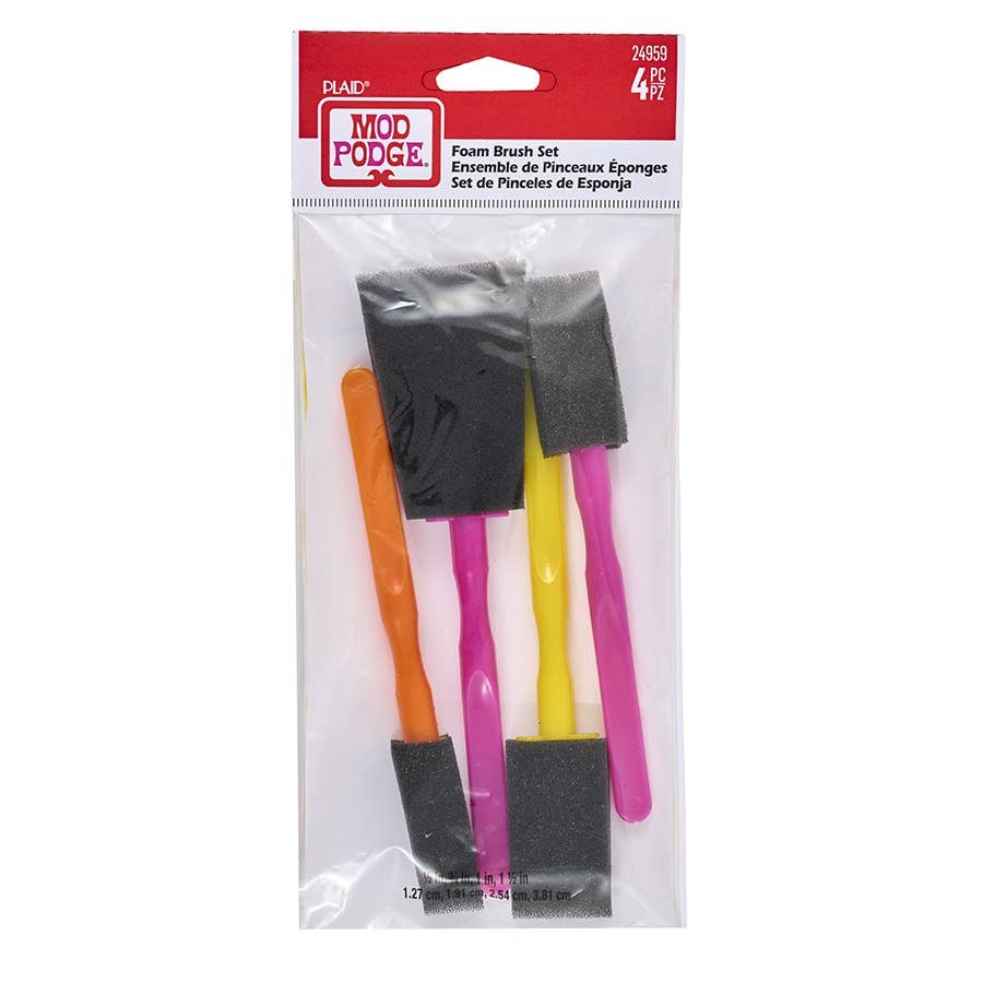 Mod Podge Foam Brush Set – 4 Piece (Foam Applicator Brushes for Smooth Finishes)