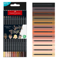 Black Edition Color Pencils, Skin Tones – 12 Count Super Soft Colored Pencil Set, Faber-Castell