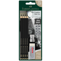 Faber-Castell Pitt Graphite Matte Pencil Sketching Set – 2B, 6B, 10B, 14B