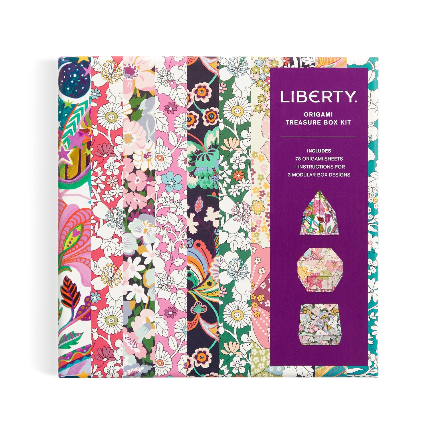 Liberty Origami Treasure Box Kit, 78 Double-Sided Papers & Instructions for 3 Designs