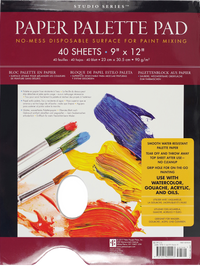 Studio Series Paper Palette Pad 9 x 12 – 40 Sheets Disposable Paint Mixing Pad