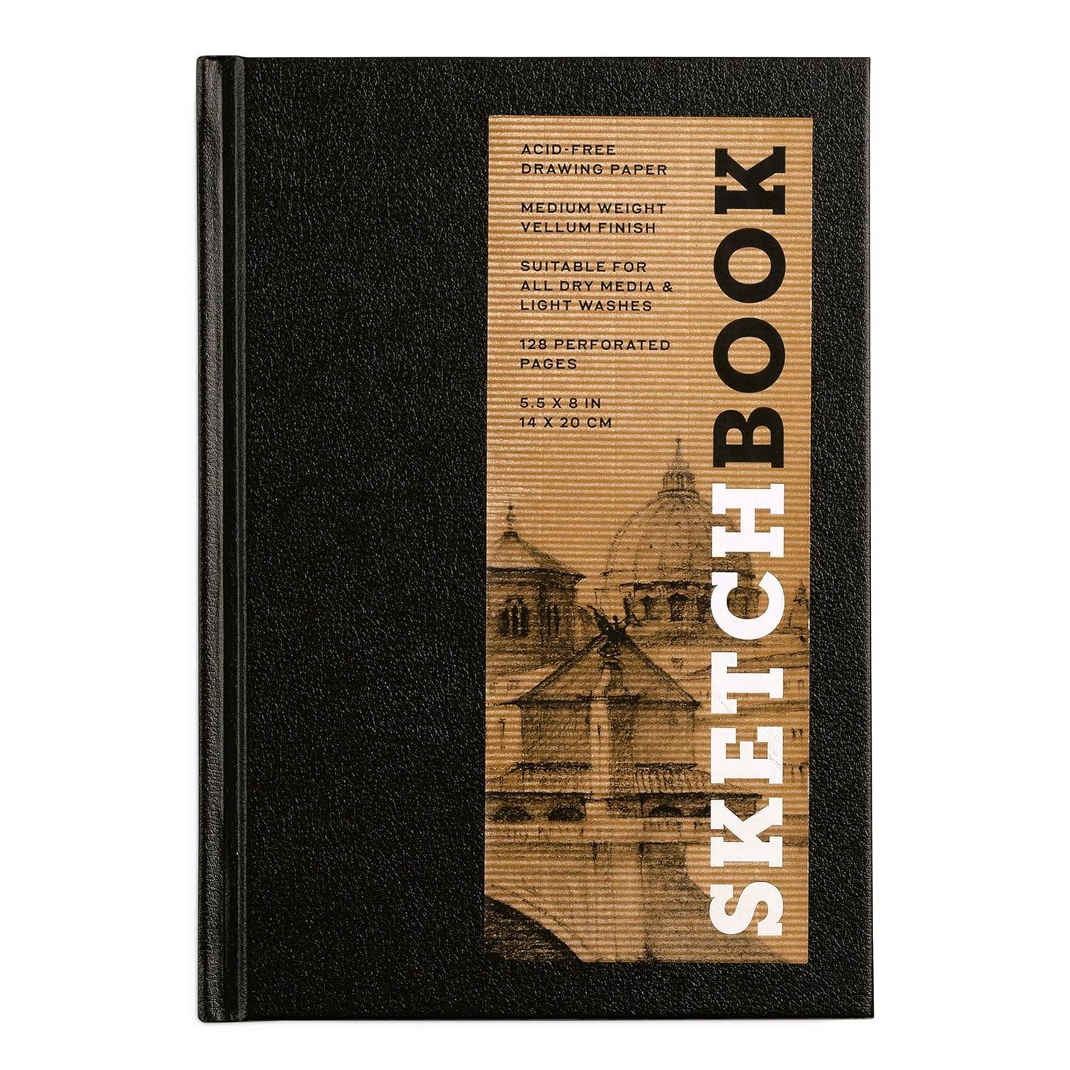 Small Hardcover Sketchbook – 5.5 x 8 Inch Black Sketchbook with Acid-Free Paper