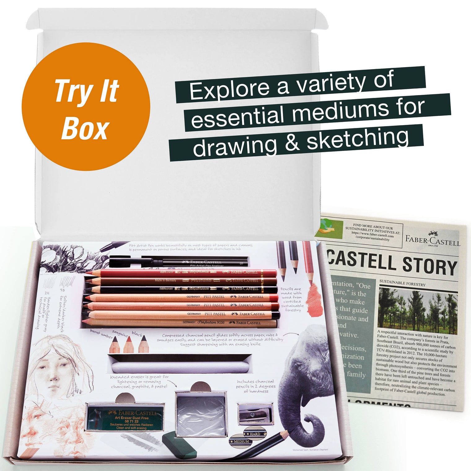 Art & Graphic Try It Box – Dry Mediums Assortment Set, by Faber-Castell