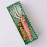 Ivory & Gold Heirloom Scissors with Case – Petunia Pink Vegan Leather Set, by Good Juju Ink