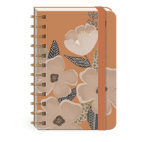 Spiral Pocket Notebook Floral by Punch Studio, Mini Notebook with Foil Accents & Bungee Closure