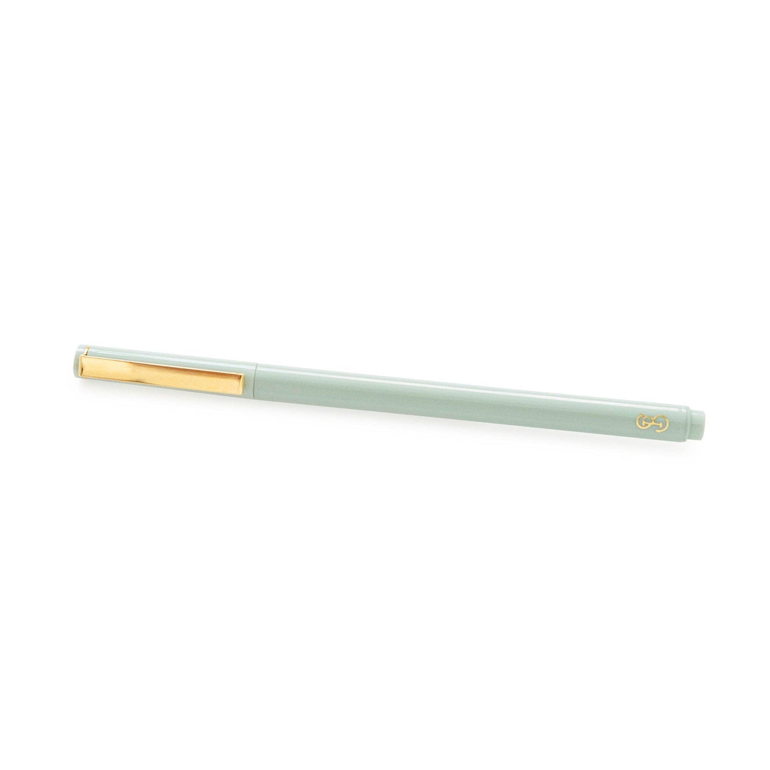 Felt Tip Pen, Office Green (Single Pen) – Black Ink Writing Pen with Gold Clip