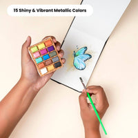 Metallic Watercolor Pans – 15 Colors (Cork Palette, Case Pack of 5), by Viviva Colors