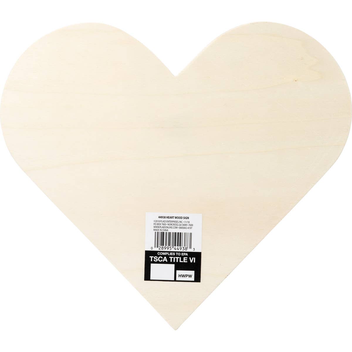 Wood Surface Heart Plaque Sign – 11.8" x 10.5" Blank Craft Wood Base