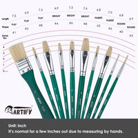 ARTIFY 10-Piece Hog Bristle Paint Brush Set – Short Handle Oil & Acrylic Brushes