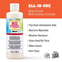Mod Podge Multi Gloss 8 oz – All-in-One Glue Sealer and Gloss Finish