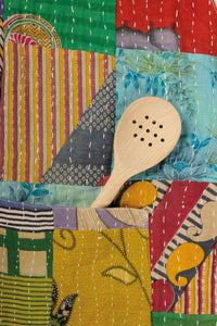 Kantha Apron – Reversible Cotton Kitchen Apron with Pockets, Primitives by Kathy