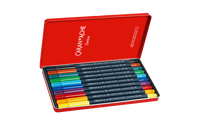 Caran d’Ache Fibralo Brush Pens – Set of 10 Water-Soluble Fiber Tip Pens (Metal Box)