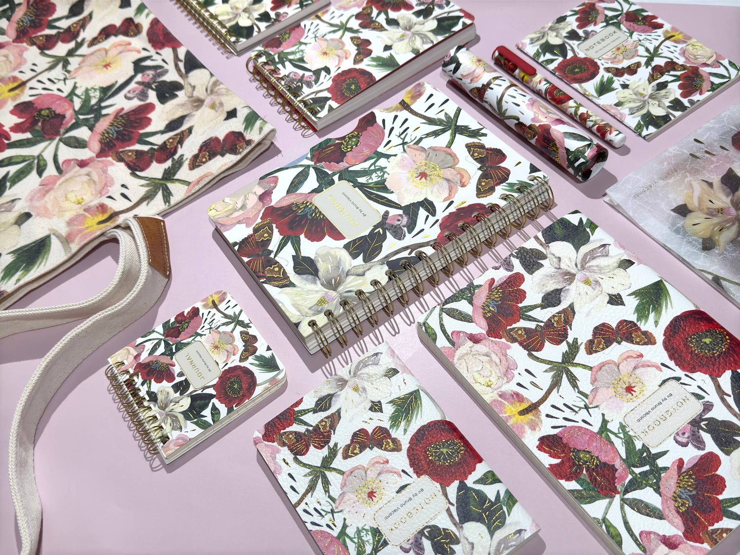 Peonies Notebook – Ruled Journal 8.27 x 5.83 in, 40 Pages, BV by Bruno Visconti