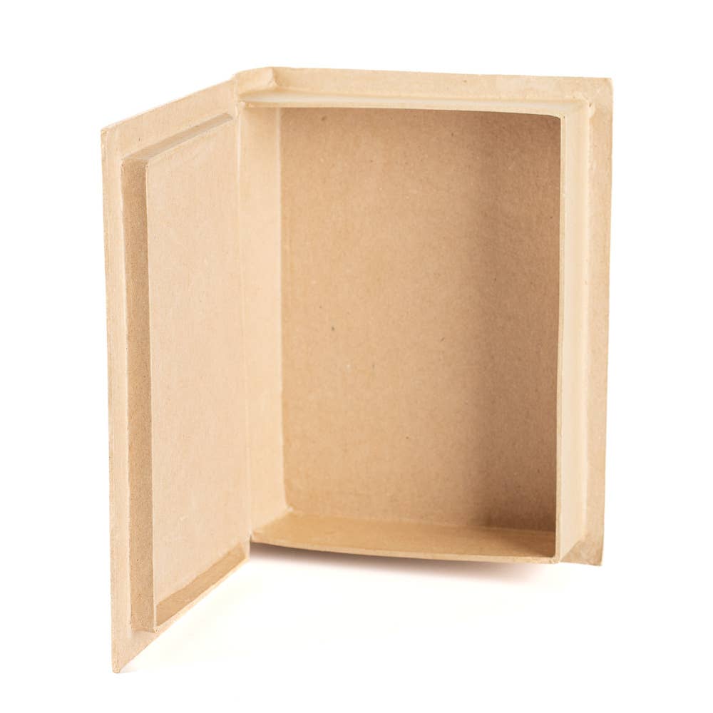 Paper Mache Book Shape Box – 7-3/4" x 6" x 1-3/4" (DIY Gift & Storage Box)