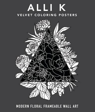 Velvet Coloring Posters – 8x10 Floral Illustration Coloring Print Set by Alli Koch