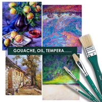ARTIFY 10-Piece Hog Bristle Paint Brush Set – Short Handle Oil & Acrylic Brushes