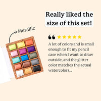 Metallic Watercolor Pans – 15 Colors (Cork Palette, Case Pack of 5), by Viviva Colors