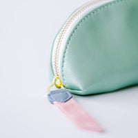 Luxe Slim Pencil Pouch, Metallic Seafoam Green – Vegan Leather Zipper Case, Good Juju Ink
